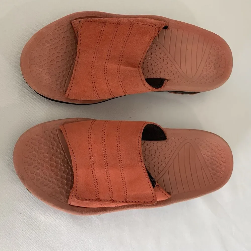 Walk Smart Sport Slide Sandal Women 8 Salmon Pink‎ Leather Comfort Hiking Travel